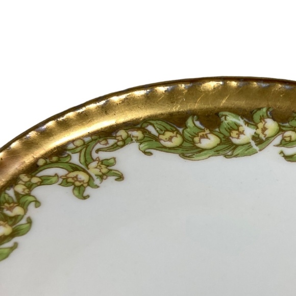 plates 3 LIMOGES vintage 6" 14kt gold trim hand-painted bone china floral France - Picture 4 of 8
